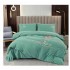 Lenjerie pat dublu, Catifea Deluxe, cu broderie, 4 piese, Verde deschis, LCB-007