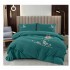 Lenjerie pat dublu, Catifea Deluxe, cu broderie, 4 piese, Verde inchis, LCB-009