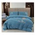 Lenjerie pat dublu, Catifea Deluxe, cu broderie, 4 piese, Albastru, LCB-012