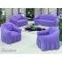 Set 4 Huse Creponate cu Volane, Pentru Canapea 3 Locuri, Canapea 2 Locuri si 2 Fotolii, Lila, HCC-014