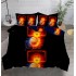 Lenjerie pat dublu, 4 piese, Bumbac Satinat Superior, Negru-Multicolor, teren fotbal, LDBS-028