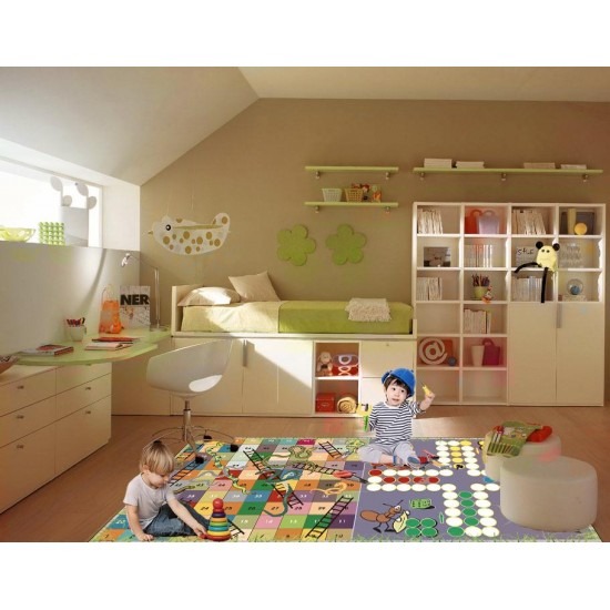 Covor Camera Copii, Antiderapant, Model cu Joc Nu Te Supata Frate+Cadou Pioni Cu Zar, Multicolor, CAM-056 Covorase educative copii 80x150