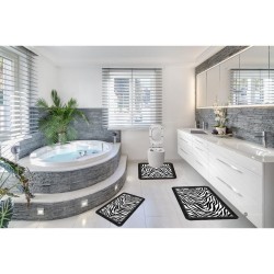 Set 3 Covorase Baie Antiderapante, Alb-Negru, zebra, CAM-078