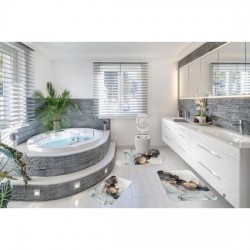 Set 3 Covorase Baie Antiderapante, Alb-Negru, ceramica, CAM-081