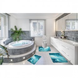 Set 3 Covorase Baie Antiderapante, Verde-Vernil, valuri, CAM-085