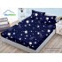Husa pat cu elastic, Bumbac FINET, 140x200cm, 2 fete de perne 50x70cm, Albastru-Alb, stele, HDF-005