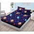Husa pat cu elastic, Bumbac FINET, 140x200cm, 2 fete de perne 50x70cm, Multicolor-Albastru, planete, HDF-011