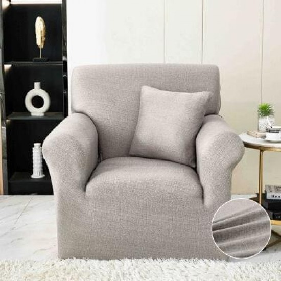 Husa Elastica pentru Fotoliu + Fata de Perna, Gri-deschis, HCM-031 Huse Coltar Canapea si Fotolii