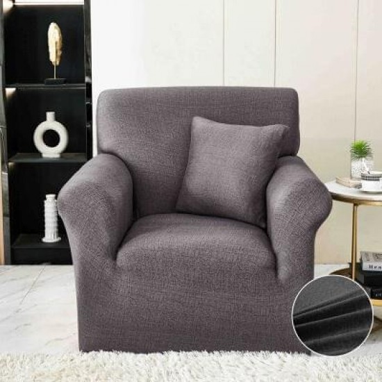 Husa Elastica pentru Fotoliu + Fata de Perna, Gri inchis, HCM-032 Huse Coltar Canapea si Fotolii