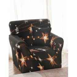 Husa Elastica pentru Fotoliu + Fata de Perna, Negru-Galben, stele, HCM-040