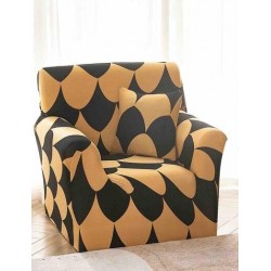 Husa Elastica pentru Fotoliu + Fata de Perna, Crem-Negru, solzi, HCM-043