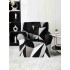 Husa Elastica pentru Fotoliu + Fata de Perna, Negru-Alb, forme geometrice, HCM-054
