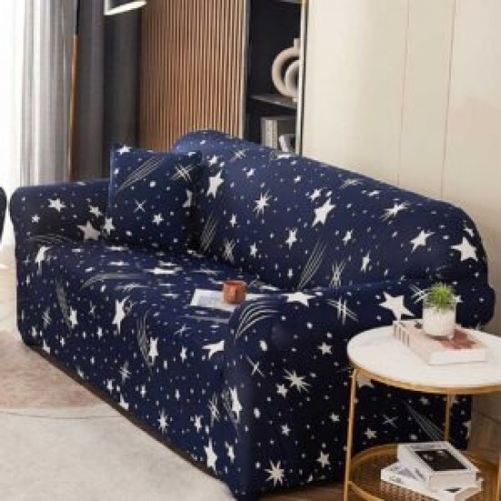 Husă elastică canapea 3 locuri – material premium, protecție și reîmprospătare rapidă, Albastru, model stele, HCM-060 Huse Coltar Canapea si Fotolii
