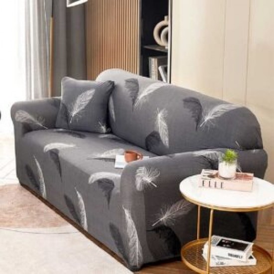 Husă elastică canapea 3 locuri – material premium, protecție și reîmprospătare rapidă, Gri, model pene, HCM-059 Huse Coltar Canapea si Fotolii