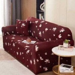 Husă elastică canapea 3 locuri – material premium, protecție și reîmprospătare rapidă, Grena, model flori, HCM-062