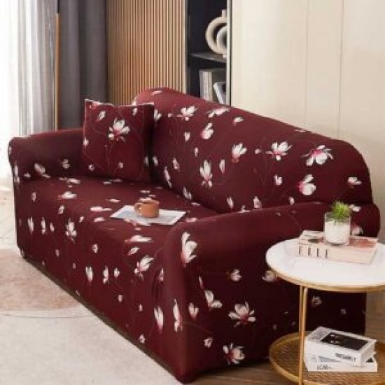 Husă elastică canapea 3 locuri – material premium, protecție și reîmprospătare rapidă, Grena, model flori, HCM-062 Huse Coltar Canapea si Fotolii