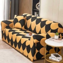 Husă elastică canapea 3 locuri – material premium, protecție și reîmprospătare rapidă, Negru, model solzi, HCM-063