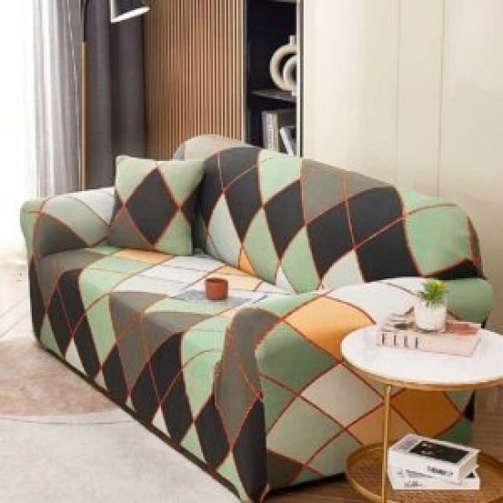 Husă elastică canapea 3 locuri – material premium, protecție și reîmprospătare rapidă, Verde, model romburi, HCM-064 Huse Coltar Canapea si Fotolii