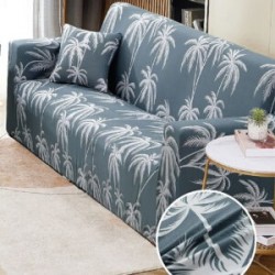 Husă elastică canapea 3 locuri – material premium, protecție și reîmprospătare rapidă, Blue, model palmieri, HCM-067