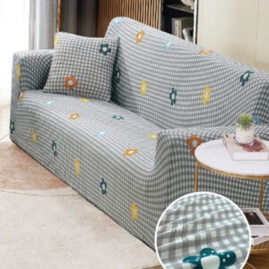 Husă elastică canapea 3 locuri – material premium, protecție și reîmprospătare rapidă, Gri, model floricele, HCM-070 Huse Coltar Canapea si Fotolii