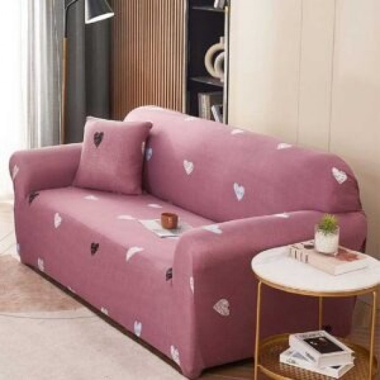 Husă elastică canapea 3 locuri – material premium, protecție și reîmprospătare rapidă, Roz, model inimioare, HCM-071 Huse Coltar Canapea si Fotolii