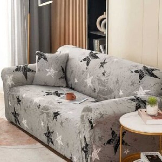 Husă elastică canapea 3 locuri – material premium, protecție și reîmprospătare rapidă, Gri, model stele, HCM-072 Huse Coltar Canapea si Fotolii