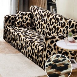 Husă elastică canapea 3 locuri – material premium, protecție și reîmprospătare rapidă, Maro, model animal print, HCM-075
