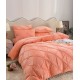 Set Lenjerie de Pat din Catifea, Cu ELASTIC, 4 Piese, Pat 2 Persoane, Piersica, LCI-045 Lenjerii Catifea 4 piese