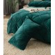 Set Lenjerie de Pat din Catifea, Cu ELASTIC, 4 Piese, Pat 2 Persoane, Verde, LCI-062 Lenjerii Catifea 4 piese