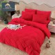 Set Lenjerie de Pat din Catifea, Cu ELASTIC, 4 Piese, Pat 2 Persoane, Rosu, LCI-063 Lenjerii Catifea 4 piese