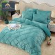 Set Lenjerie de Pat din Catifea, Cu ELASTIC, 4 Piese, Pat 2 Persoane, Turquoise, LCI-067 Lenjerii Catifea 4 piese