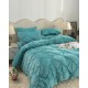Set Lenjerie de Pat din Catifea, Cu ELASTIC, 4 Piese, Pat 2 Persoane, Turquoise, LCI-067 Lenjerii Catifea 4 piese