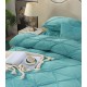 Set Lenjerie de Pat din Catifea, Cu ELASTIC, 4 Piese, Pat 2 Persoane, Turquoise, LCI-067 Lenjerii Catifea 4 piese