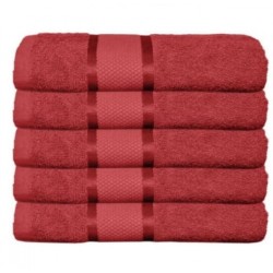 Set 5 Prosoape Baie, Bumbac 100%, 70×130 cm, 400g/m², Rosu, PCG-046