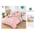 Set Lenjerie de Pat din Finet cu 2 Fete, 6 Piese, Pat 2 Persoane, Roz-Alb, flori, LDF-038
