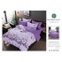 Set Lenjerie de Pat din Finet cu 2 Fete, 6 Piese, Pat 2 Persoane, Lila-Mov, flori, LDF-053