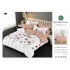 Set Lenjerie de Pat din Finet cu 2 Fete, 6 Piese, Pat 2 Persoane, Alb-Bej, flori, LDF-059