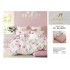 Set Lenjerie de pat din Finet Gros, Cearceaf cu ELASTIC, 6 Piese, Pat 2 Persoane, Alb-Roz, flori, LDE-171