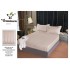 Set cearșaf cu elastic 160x200 cm din damasc finetat + 2 fețe de pernă–bej deschis, LFD-009