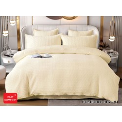 Lenjerie pat dublu, bumbac fin, 6 piese, brodata, Crem, LFB-023