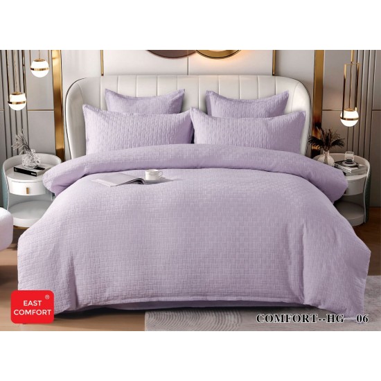 Lenjerie pat dublu, bumbac fin, 6 piese, brodata, Lila, LFB-024 Lenjerii brodate