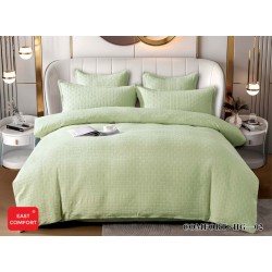 Lenjerie pat dublu, bumbac fin, 6 piese, brodata, Verde, LFB-026