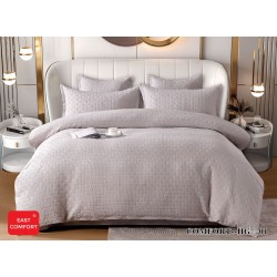 Lenjerie pat dublu, bumbac fin, 6 piese, brodata, Gri, LFB-028