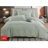 Lenjerie pat dublu, bumbac fin, 6 piese, brodata, Verde, LFB-030