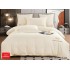 Lenjerie pat dublu, bumbac fin, 6 piese, brodata, Crem, LFB-036