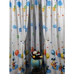 Draperie Satinata pentru camera copilului, Mickey&Minnie, Multicolor, DPC-007