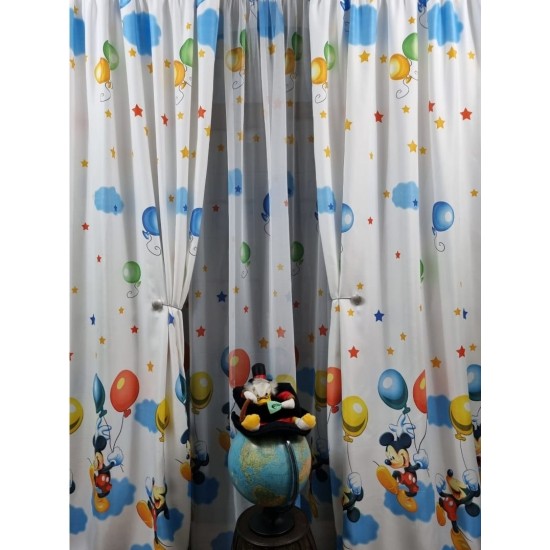 Draperie Satinata pentru camera copilului, Mickey&Minnie, Multicolor, DPC-007 Lenjerii de pat din Finet