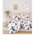 Lenjerie de pat din Finet, Jojo, 6 Piese, Pat 2 Persoane, Alb-Roz, flori, PAP-PH-020