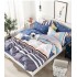 Lenjerie de Pat din Finet, 4 Piese, Pat 1 Persoana, Albastru-Multicolor, linii, LFS-041