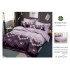 Set Lenjerie de Pat din Finet cu 2 Fete, 6 Piese, Pat 2 Persoane, Mov-Lila, flori, LDF-017